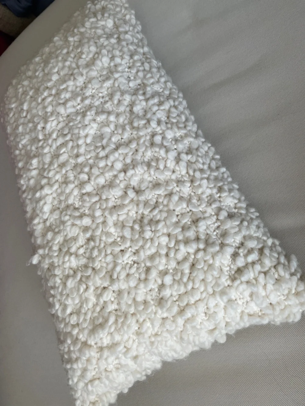 NWT West Elm Cozy Cream Bouclé Felt Throw Pillow